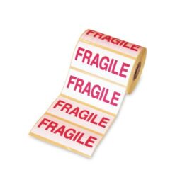 Étiquette auto-adhésive blanche pré-imprimée FRAGILE 148 mm x 48,8 mm