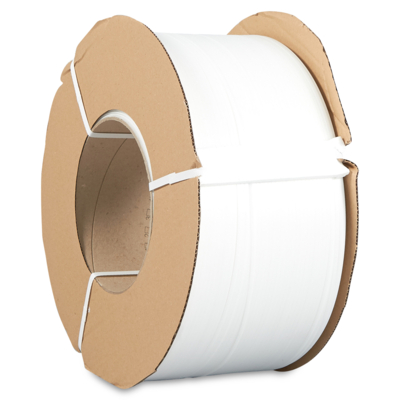 Feuillard machine polypropylène blanc 8 x 0.63 mm x 3000 m — solution performante pour cerclage automatisé